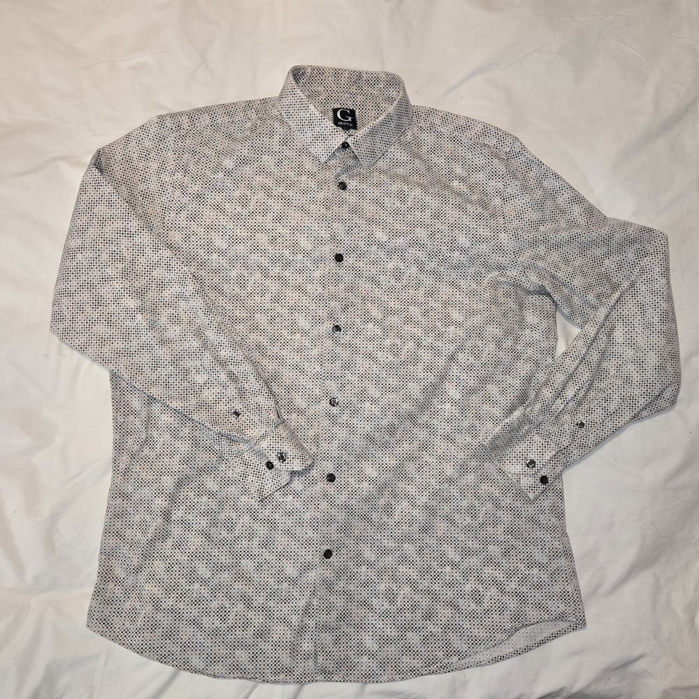 Cartier Men’s Long-Sleeve Button-Down Shirt in White Geo Print